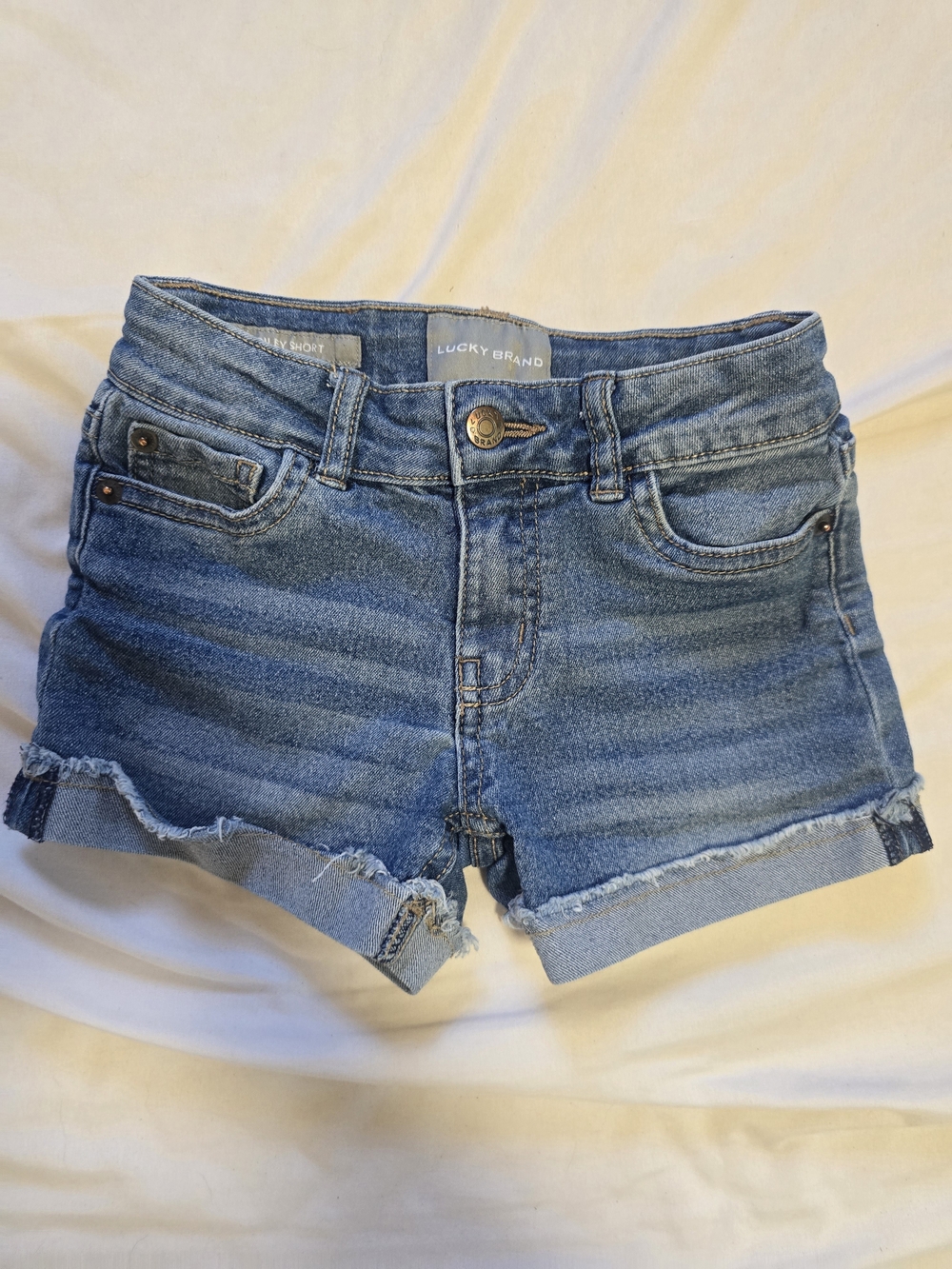 Lucky Brand Riley Shorts Girls Size 6 Light Wash Denim Rolled Hem